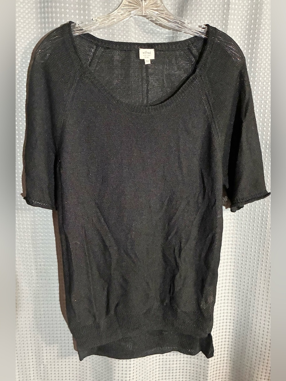 Wilfred Sz L Black Linen Scoop Neck Knit Top Shirt Breathable Lightweight tunic